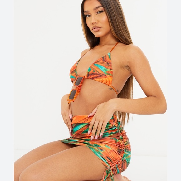 Prettylittlething abstract bikini set 3pc - Picture 1 of 3